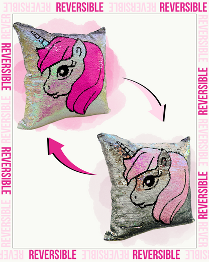 Forro de Cojín Lentejuelas Unicornio Doble Faz 40x40cm Kingo