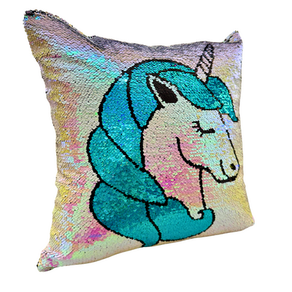 Forro de Cojín Lentejuelas Unicornio Doble Faz 40x40cm Kingo