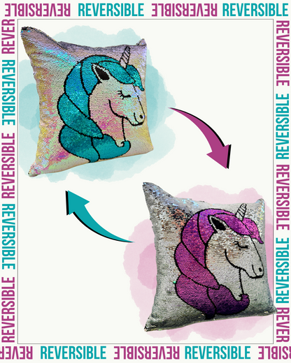 Forro de Cojín Lentejuelas Unicornio Doble Faz 40x40cm Kingo