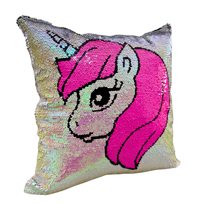 Forro de Cojín Lentejuelas Unicornio Doble Faz 40x40cm Kingo