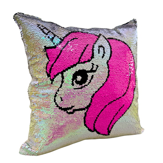 Forro de Cojín Lentejuelas Unicornio Doble Faz 40x40cm Kingo