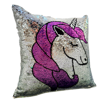 Forro de Cojín Lentejuelas Unicornio Doble Faz 40x40cm Kingo
