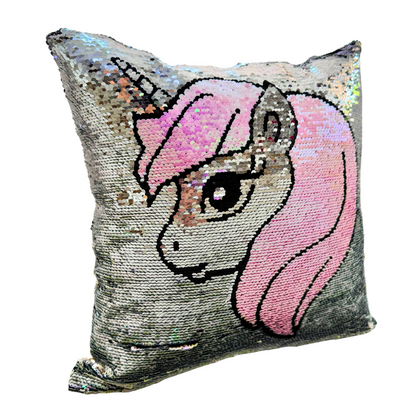 Forro de Cojín Lentejuelas Unicornio Doble Faz 40x40cm Kingo