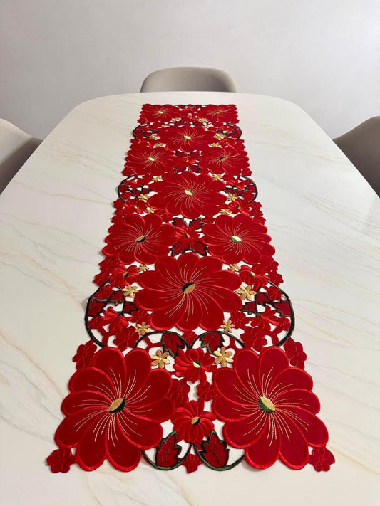 Camino De Mesa 40x135cm Flor Roja Kingo