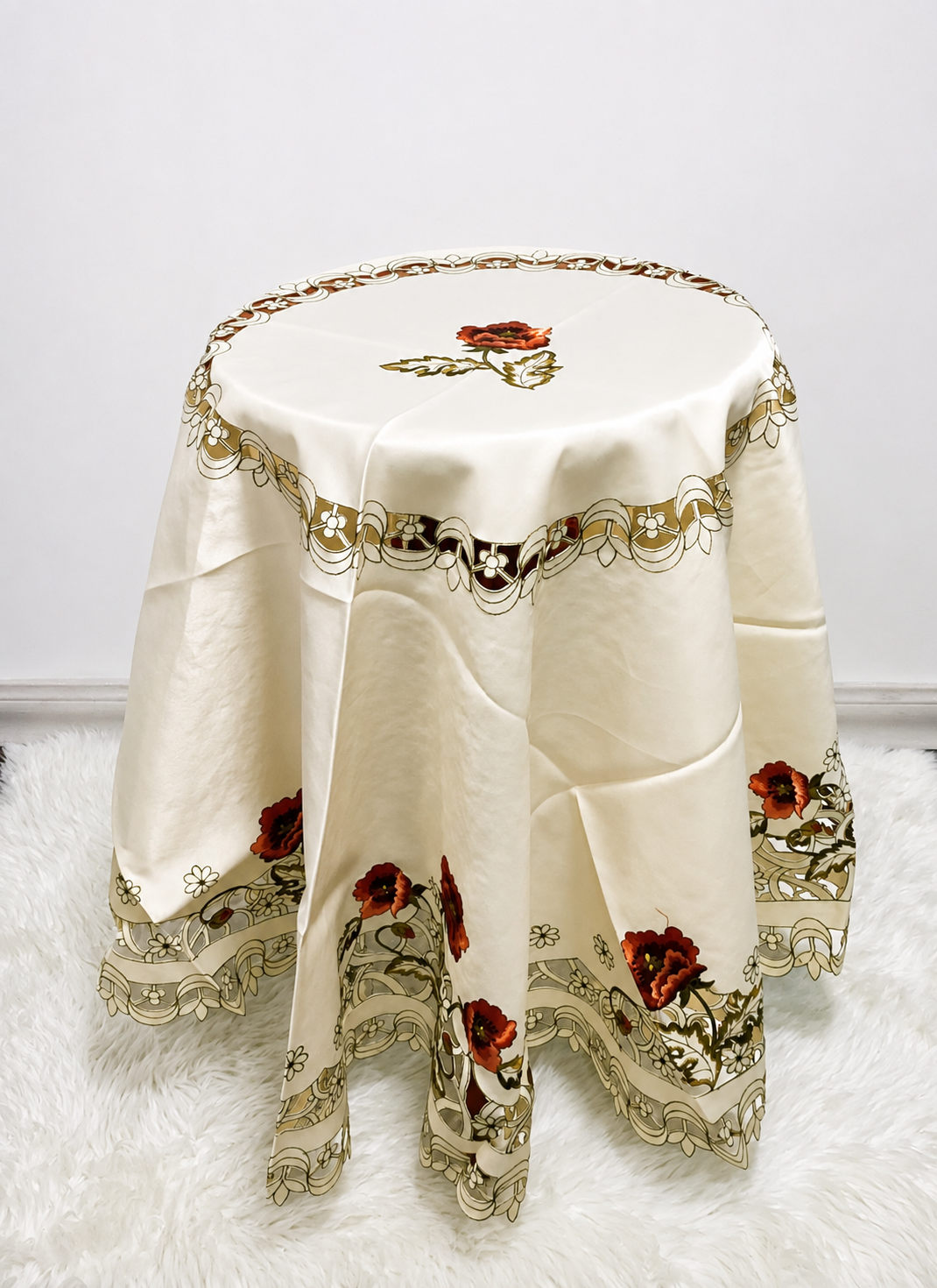 Mantel Redondo 180x180cm Bordado Kingo
