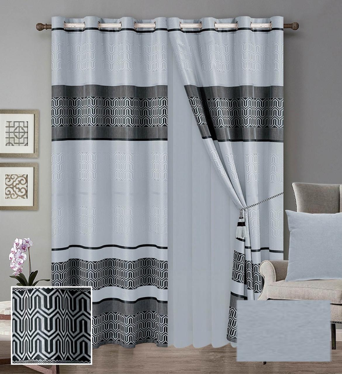 Cortina Jacquard con Velo 1.35x2.13cm aprox