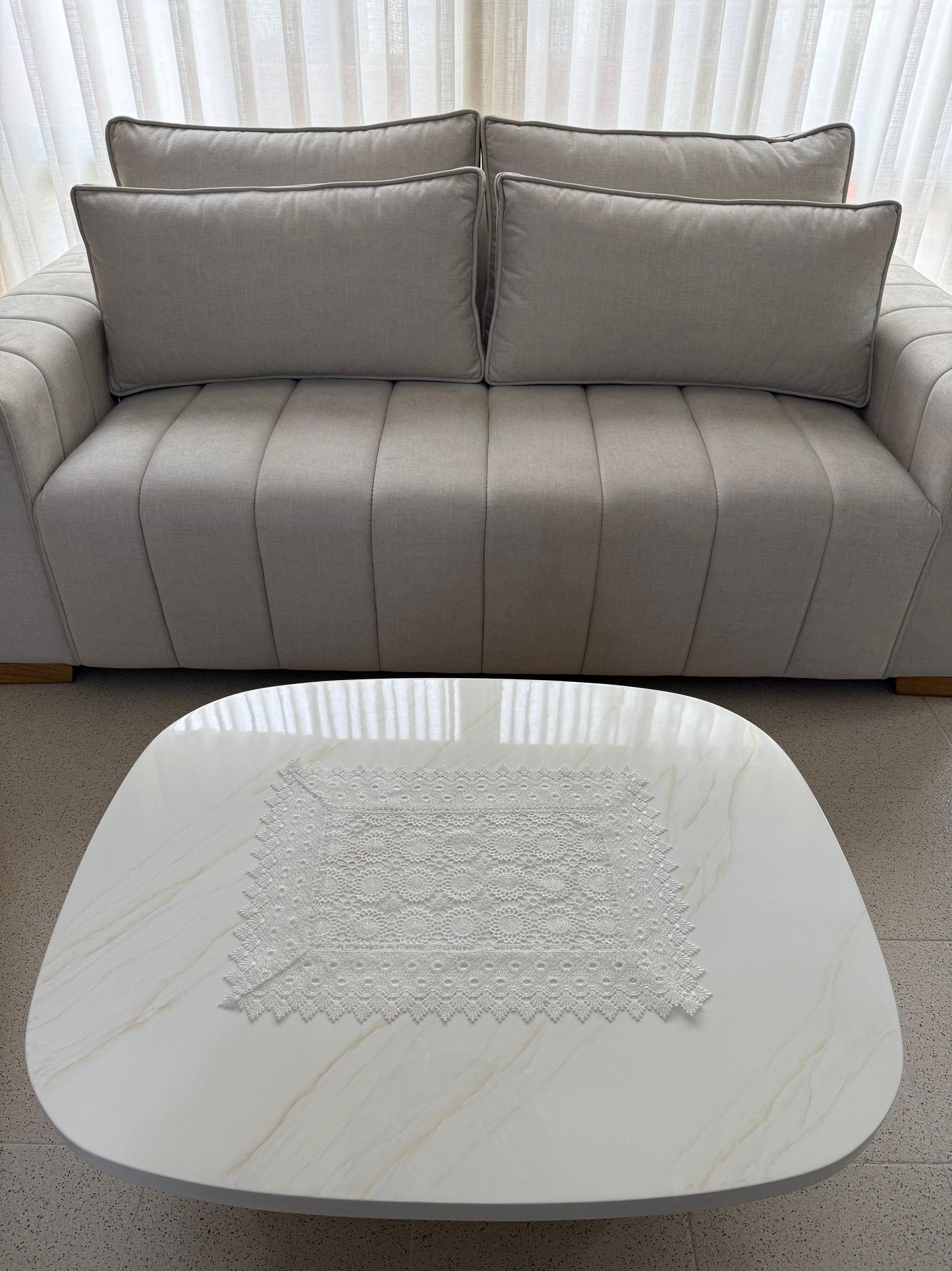 Individual Rectangular Decorativo Guipure Kingo