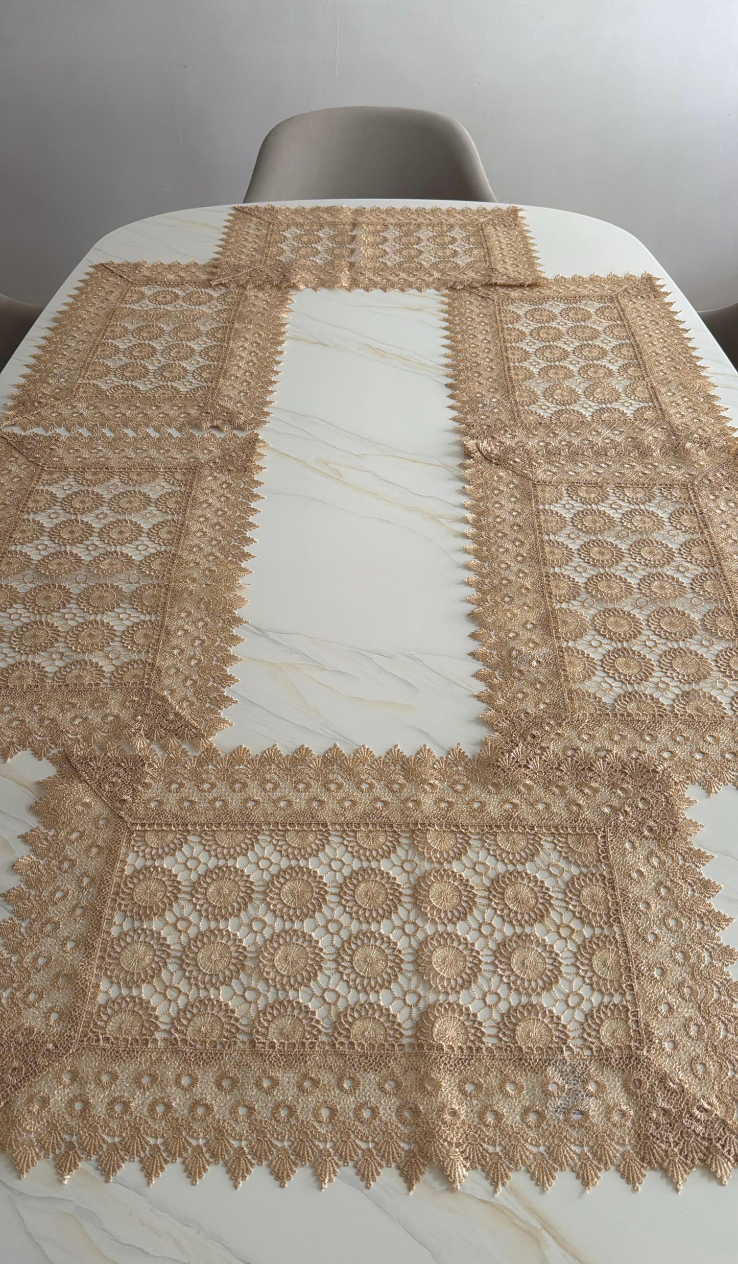 Individual Rectangular Decorativo Guipure Kingo