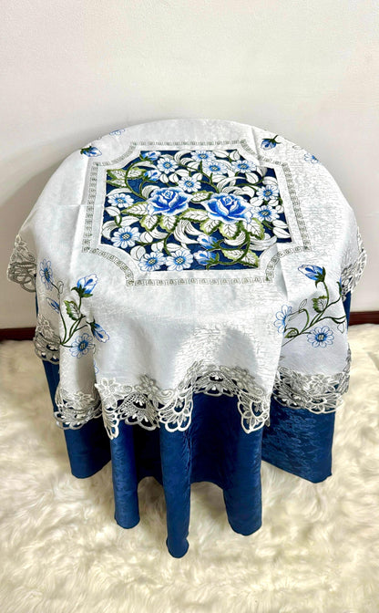 Carpeta Para Mesa Coqueta 85x85cm Bordada Kingo