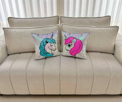 Forro de Cojín Lentejuelas Unicornio Doble Faz 40x40cm Kingo