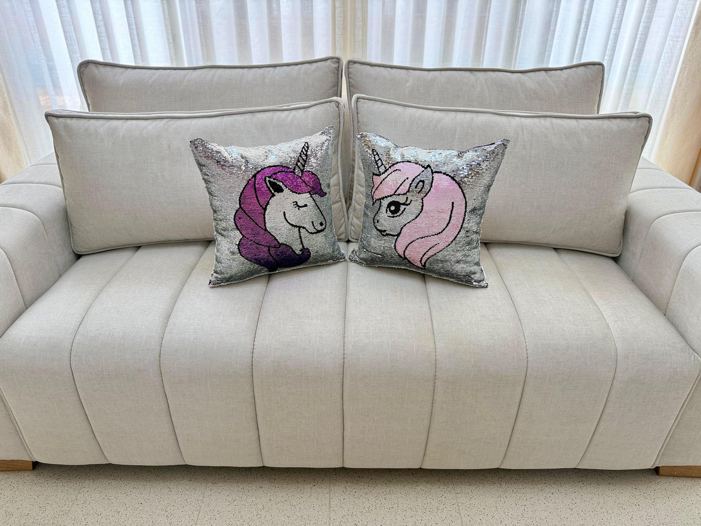 Forro de Cojín Lentejuelas Unicornio Doble Faz 40x40cm Kingo