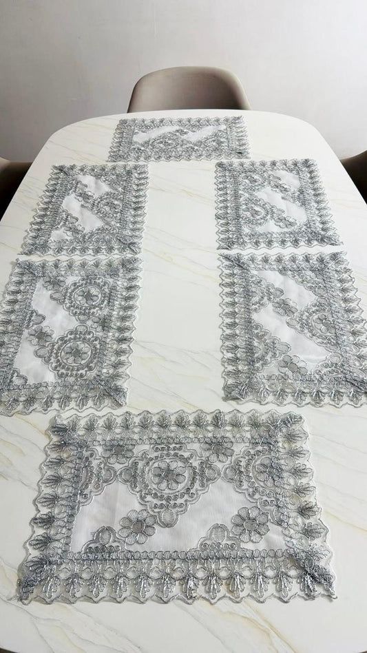 Individual 30x45cm Hilos Plateados Kingo