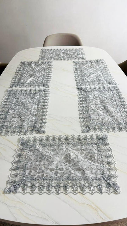 Individual 30x45cm Hilos Plateados Kingo